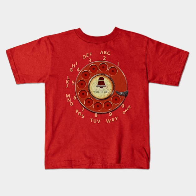 Retro Red Rotary Dial Kids T-Shirt by HannessyRin